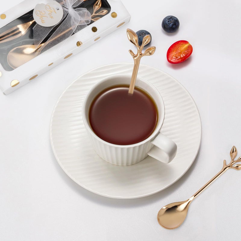 Winocbxt 32 Pcs (16 Packs) Tea Party Favors - Perfect Souvenir for Any Occasion, Includes 16 Teaspoons with 16 Forks for Wedding, Bridal & Baby Shower Gifts for Guests (Leaf) - Image 4