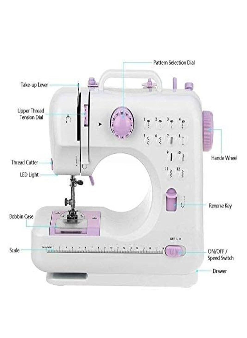 eBasket Portable Sewing Machine,Electric Mini Sewing Machine,505A White/Purple  - Image 2