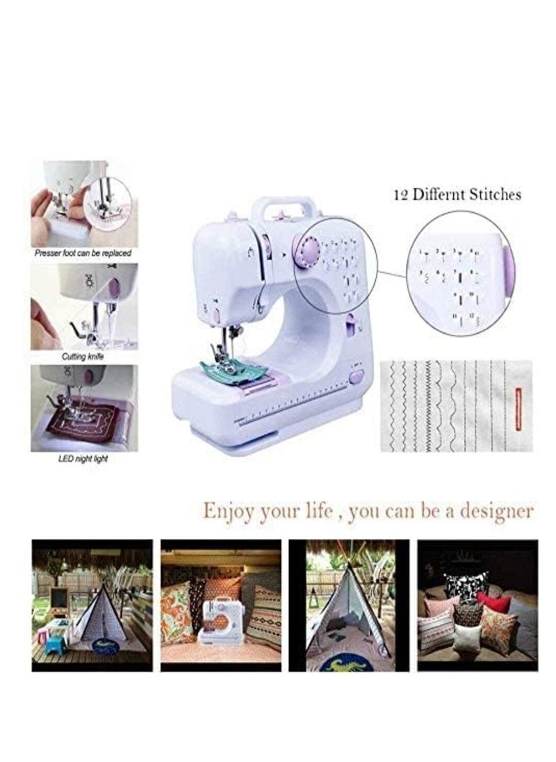 eBasket Portable Sewing Machine,Electric Mini Sewing Machine,505A White/Purple  - Image 3