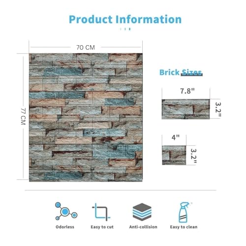 Barebeauty Wall Stickers Wallpaper PE Foam Brick Design DIY Decal (70x 77 cm 5.8 sq.ft. Each Sheet) 3D Frames PVC DIY Self Adhesive (White) (Multicolour, 5) - Image 3