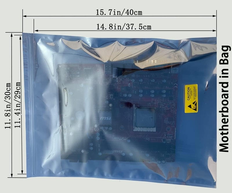 Seadasyoon 30 قطعة أكياس مضادة للكهرباء الساكنة مقاس 11.8×15.7 بوصة (30×40 سم)، أكياس ESD قابلة لإعادة الإغلاق بحجم كبير للوحة الأم والقرص الصلب والأجهزة الإلكترونية، أكياس مضادة للكهرباء الساكنة لبطاقة الرسومات - Image 2