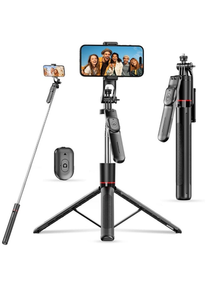 Selfie Stick Tripod for Phone with Wireless Bluetooth Remote Control, 30-170cm Extendable Stand Holder for Travel - Image 1