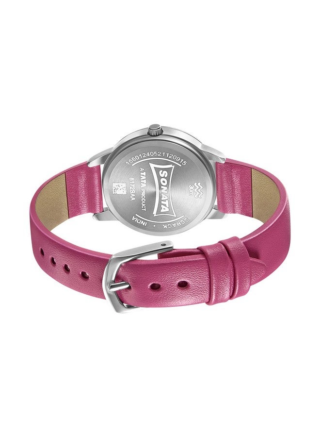 Sonata Rose Dial Analog Watch for Women-8172SL10 Genuine Leather, Pink Strap - Image 2