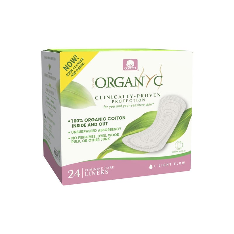 Organyc 100% Certified Organic Cotton Inside and Out Folded Panty Liner, Ultra Thin, Light Flow, 24 Count - Image 1