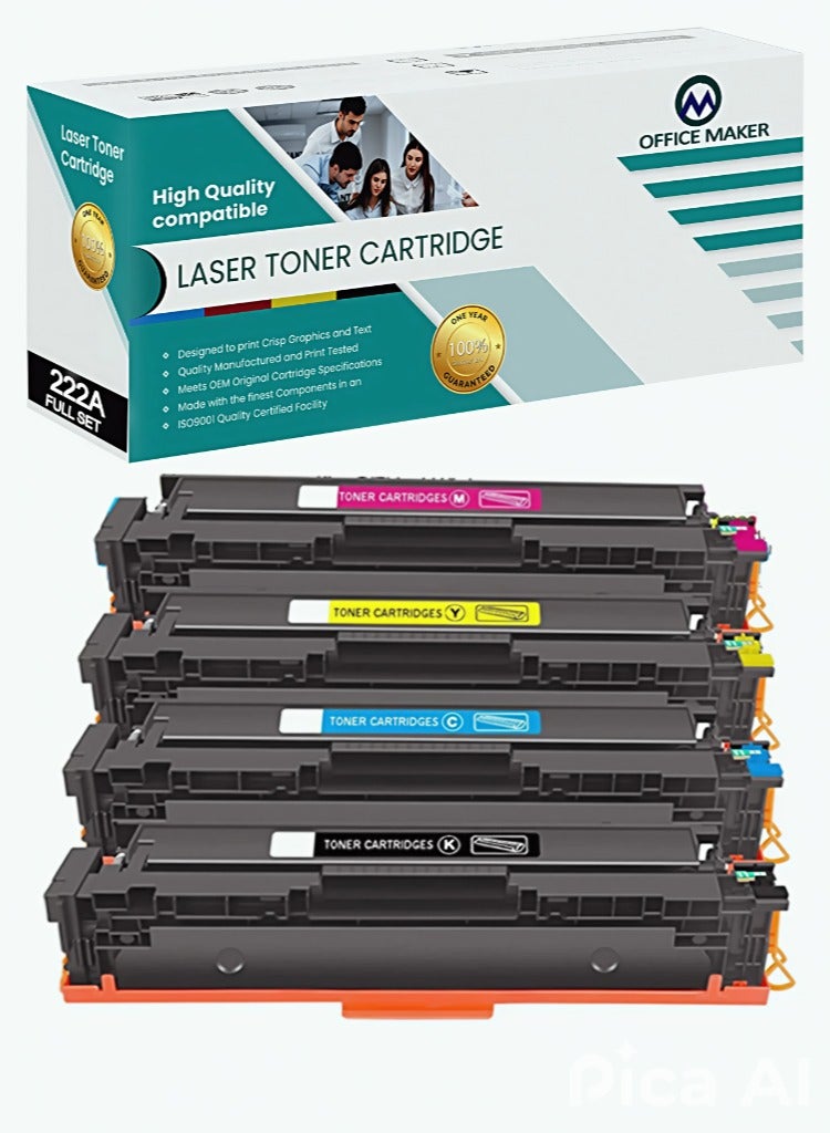 أوفيس ميكر 222A Full Combo Set This Compatible toner cartridge is suitable for Printer Hp Color LaserJet Pro MFP 3303fdw 3303dw 3388sdw HP LaserJet Pro 3203 3288 (W2220A W2221A W2222A W2223A) - Image 1