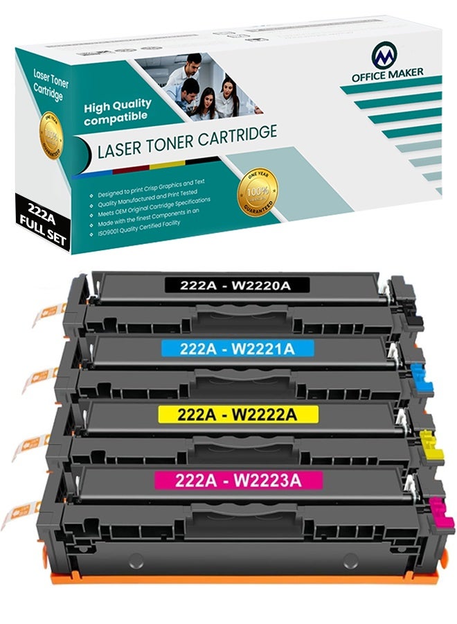 Office Maker 222A Full Combo Set This Compatible toner cartridge is suitable for Printer Hp Color LaserJet Pro MFP 3303fdw 3303dw 3388sdw HP LaserJet Pro 3203 3288 (W2220A W2221A W2222A W2223A) - Image 1