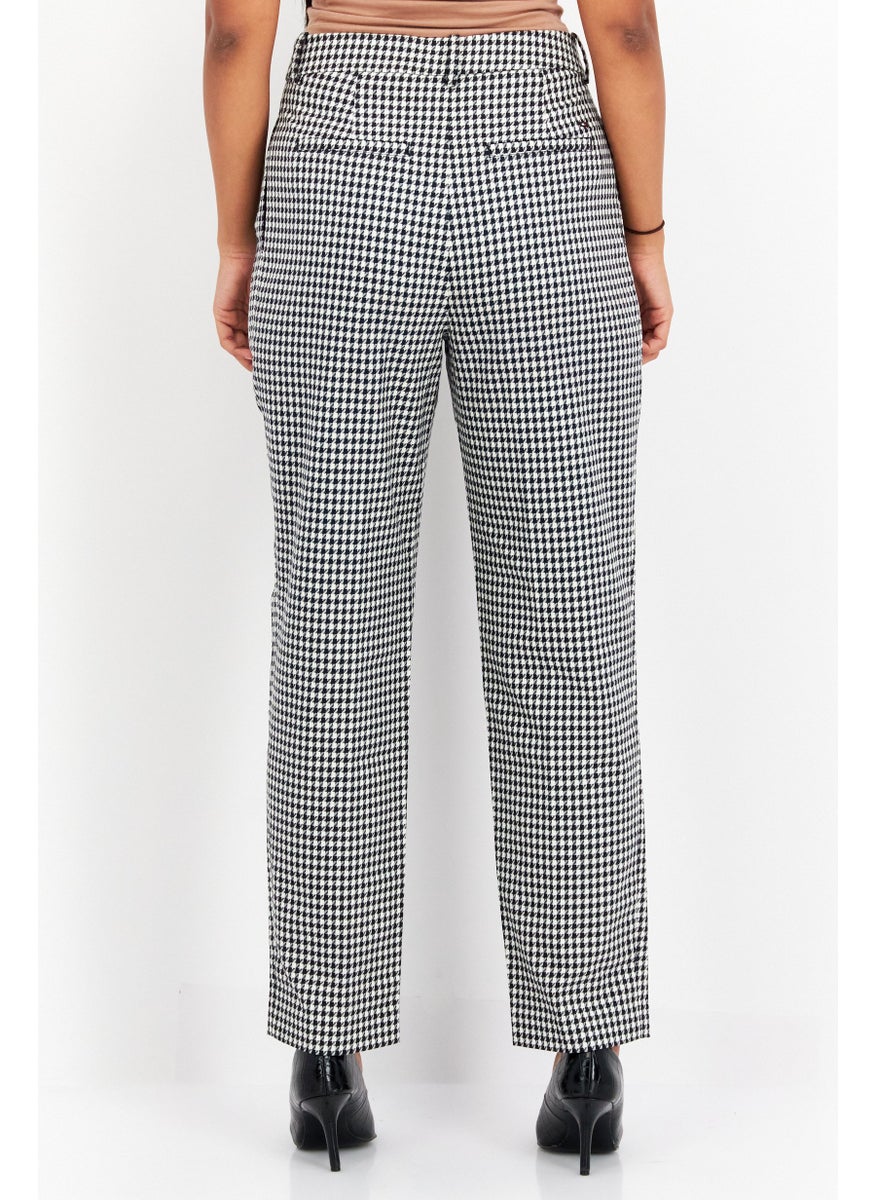 Women Micro Checkered Straight Leg Pants, White - pzsku/ZE97B4A83D948F645B83FZ/45/_/1727187796/34b3174d-bc95-41b8-865a-a3c9d5c49a2e