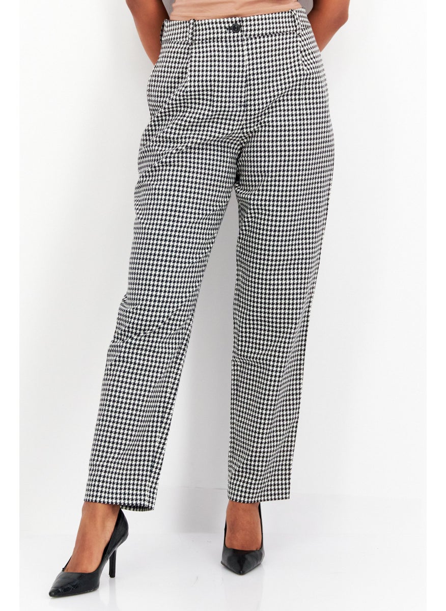 Women Micro Checkered Straight Leg Pants, White - pzsku/ZE97B4A83D948F645B83FZ/45/_/1727187835/1f7b434f-c7e4-49e6-aa41-f2815ad005ec