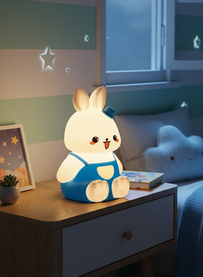 مصباح  ليلى للاطفال، مصباح ليلي لطيف من السيليكون على شكل ارنب مع مساهمة من السطوع،  يعمل باللمس 7 الوان لغرفة النوم والبنات أولاد الصغار والحضانة وهدايا الاطفال، - Image 1
