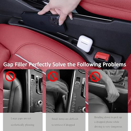 Dyale Car Seat Gap Filler 2 Pack, No Drop Seat Guard for Cars SUVs Trucks, Car Accessories Interior for Between Seat and Console, Prevent Stop Cellphone Wallet Keys Coins and Card from Dropping-Black - Image 5
