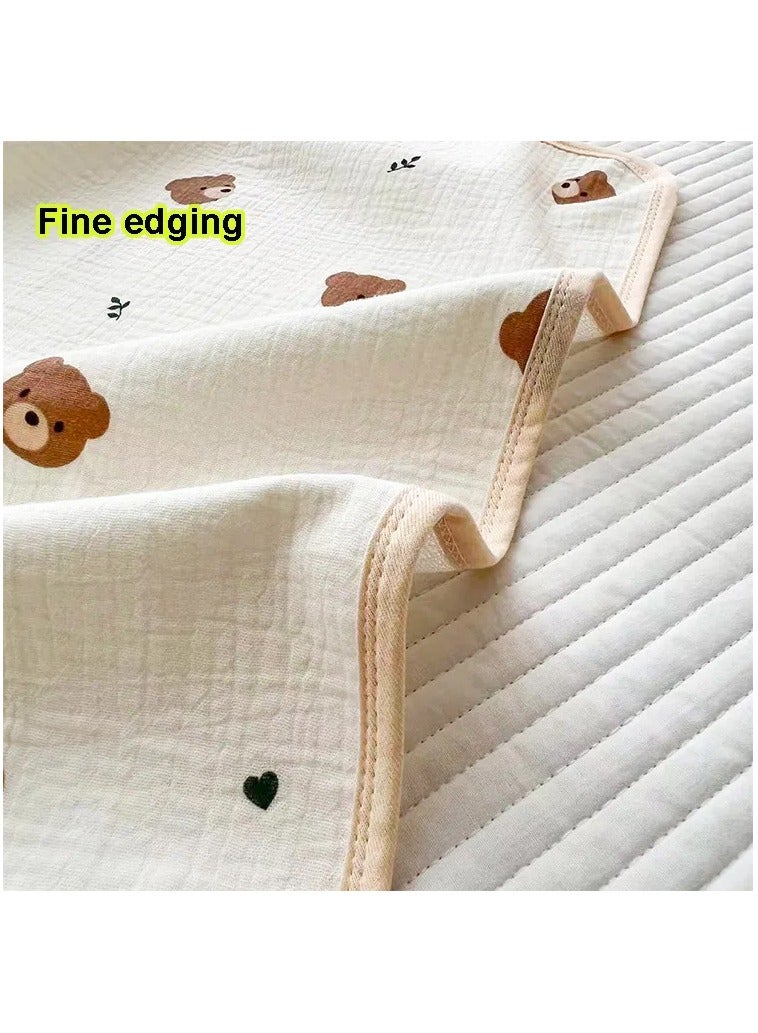 MileMelo Waterproof and breathable baby diaper absorbent pad cotton gauze baby diaper pad cartoon baby changing pad 50 * 70cm（Little Bear Pattern） - Image 5