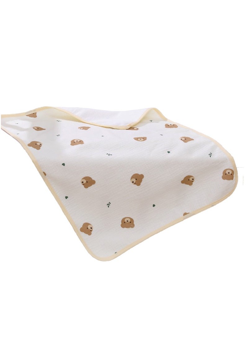 MileMelo Waterproof and breathable baby diaper absorbent pad cotton gauze baby diaper pad cartoon baby changing pad 50 * 70cm（Little Bear Pattern） - Image 1