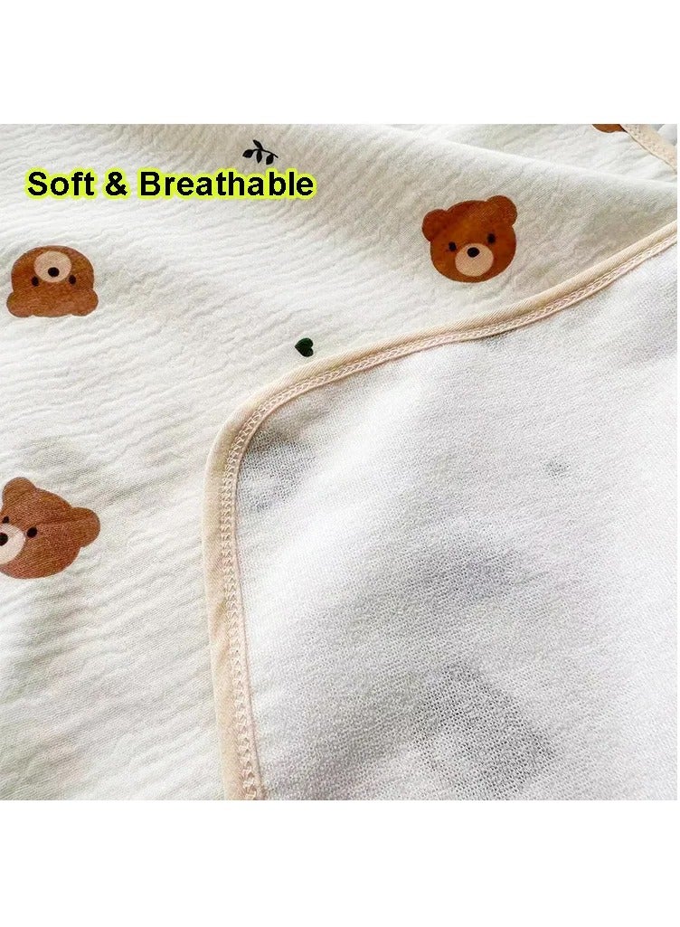 MileMelo Waterproof and breathable baby diaper absorbent pad cotton gauze baby diaper pad cartoon baby changing pad 50 * 70cm（Little Bear Pattern） - Image 4