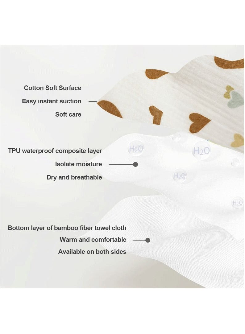MileMelo Waterproof and breathable baby diaper absorbent pad cotton gauze baby diaper pad cartoon baby changing pad 50 * 70cm（Little Bear Pattern） - Image 3