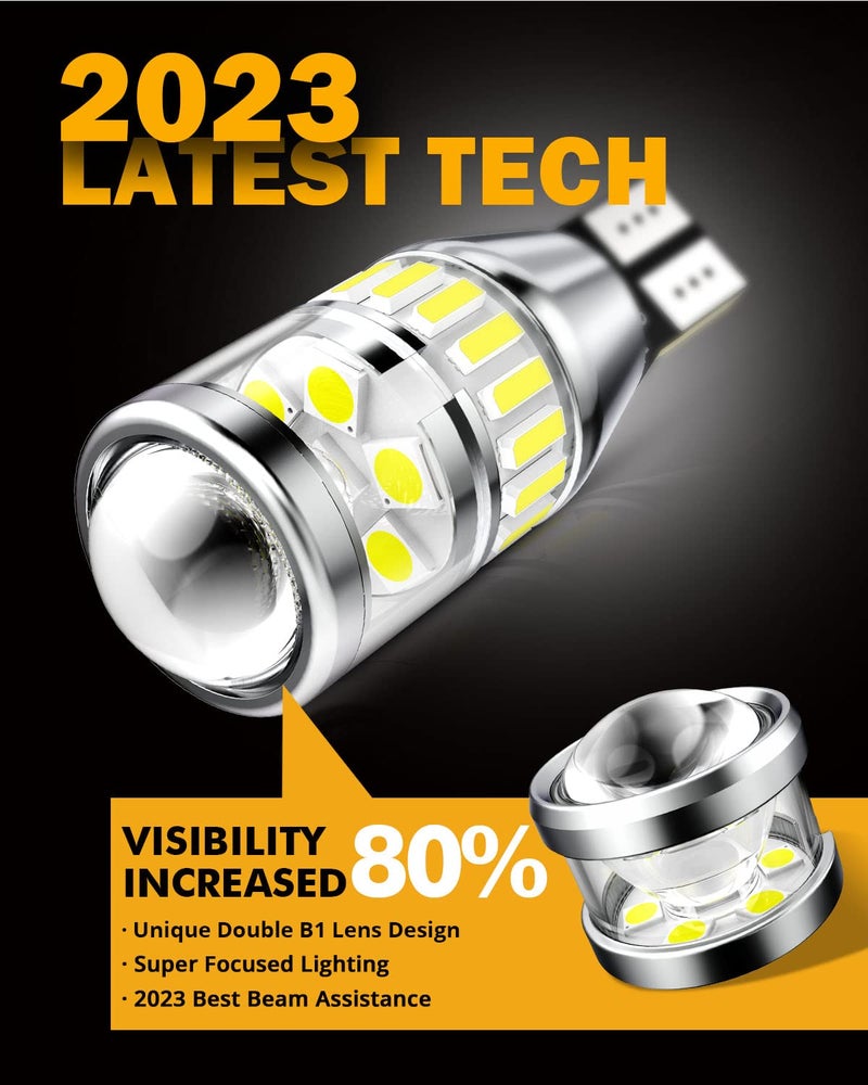 Auxbeam 912 921 LED Bulb for Backup Reverse Light Bulbs, 4000 Lumens 400% Brighter Super Bright Canbus Error Free 906 904 922 W16W T15 LED Bulbs with Double Projectors, 6500K White, Pack of 2 - Image 3