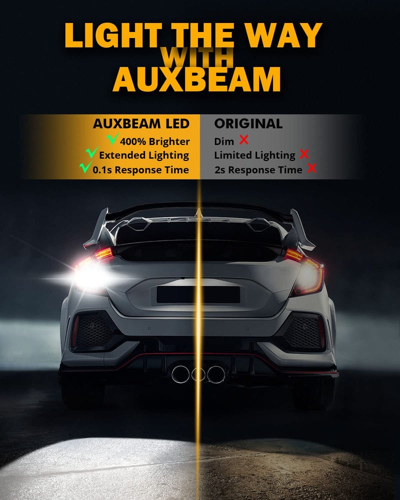 Auxbeam 912 921 LED Bulb for Backup Reverse Light Bulbs, 4000 Lumens 400% Brighter Super Bright Canbus Error Free 906 904 922 W16W T15 LED Bulbs with Double Projectors, 6500K White, Pack of 2 - Image 5
