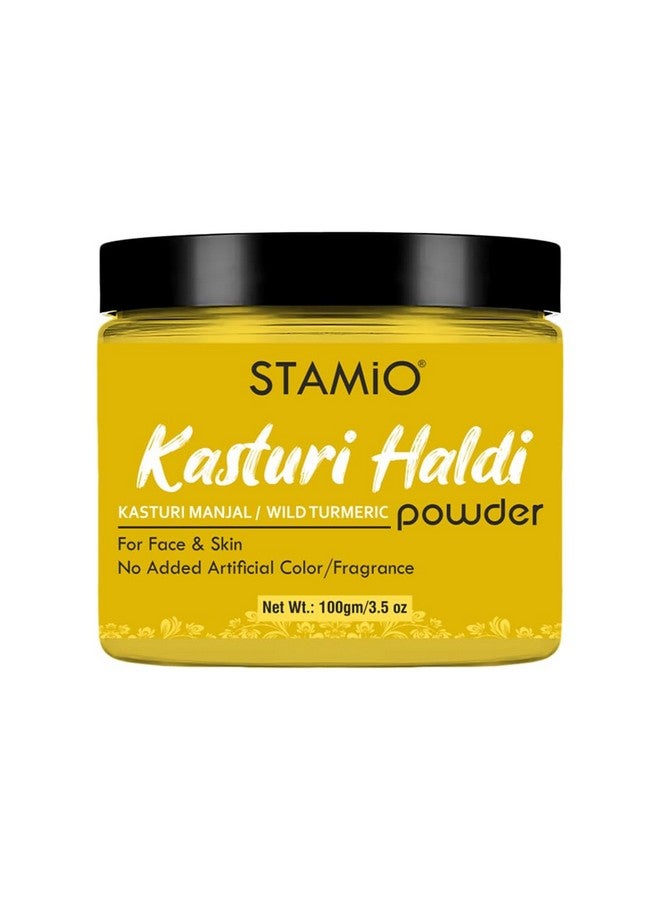 STAMIO Kasturi Haldi Powder 100 Gm For Face Beauty Skin Care Mask Diy Pure And Natural Chemical Free Jangliwild Turmeric Kasturi Manjal Curcuma Aromatica Men & Women In Jar 3.53 Oz - Image 1