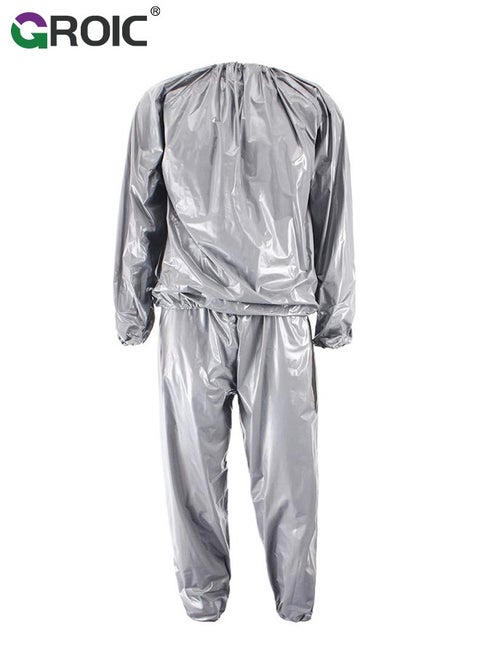 Sauna Sweat Suit, Heavy Duty Sauna Suit For Women Men, Exercise Weight Loss Gym Fitness Workout, Reflective Trim Sweat Sauna Suit Weight Loss Long-Sleeved Trousers Suit, XXL