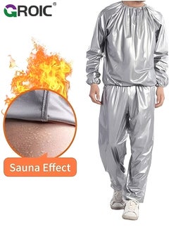 GROIC Sauna Sweat Suit, Heavy Duty Sauna Suit For Women Men, Exercise Weight Loss Gym Fitness Workout, Reflective Trim Sweat Sauna Suit Weight Loss Long-Sleeved Trousers Suit, XXL  - Image 4