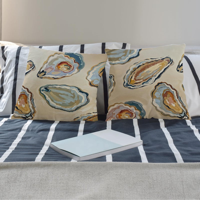 Exqcom Abstract Oyster Coastal Beach Pillow Covers 18x18 Set of 2, Beachy Room Decor Aesthetic, Retro Coastal Ocean Oyster Shell Decorative Lumbar Pillow Covers for Home Bedroom Living Room - Image 4