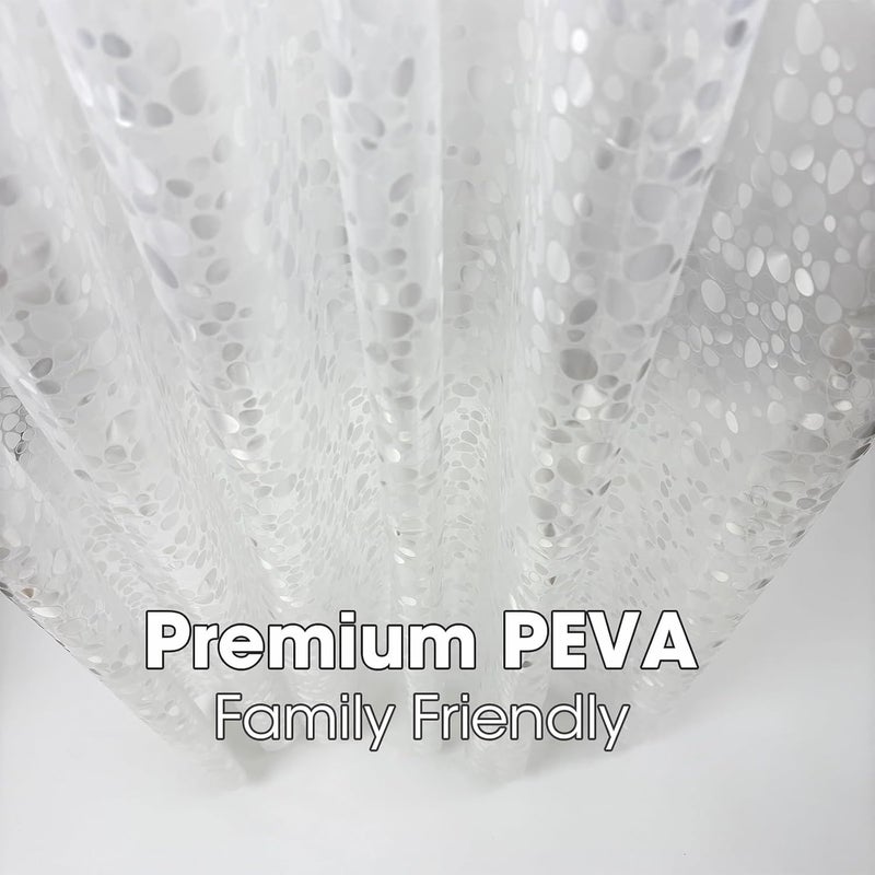 بطانة ستارة الحمام البلاستيكية الشفافة - بطانة حمام خفيفة الوزن مقاومة للماء من مادة PEVA بتصميم حصى ثلاثي الأبعاد، مقاس قياسي 70×72 بوصة (عبوة من 1) - Image 4