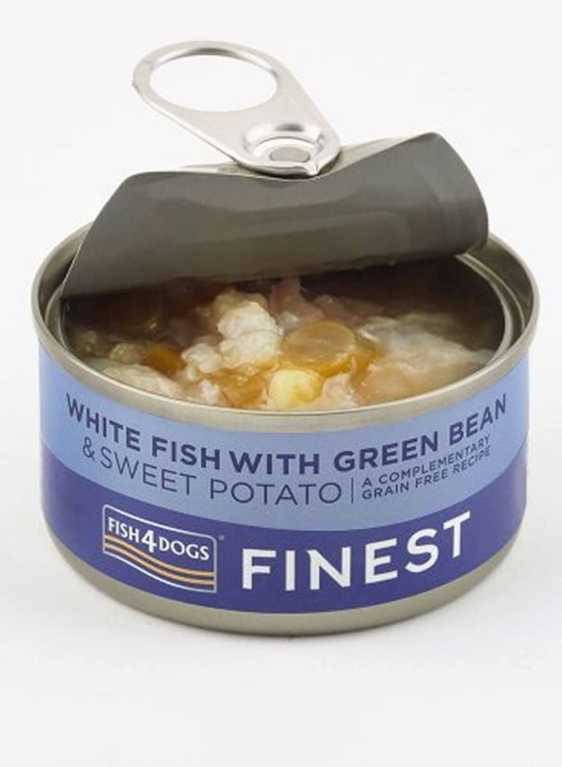 (فيش٤دوجس) عبوة من 10 عبوات: طعام رطب للكلاب البالغة من "Fish4Dogs" (مجموعة Finest) - سمك أبيض مع الفاصوليا الخضراء والبطاطا الحلوة (85 جم) - Image 3