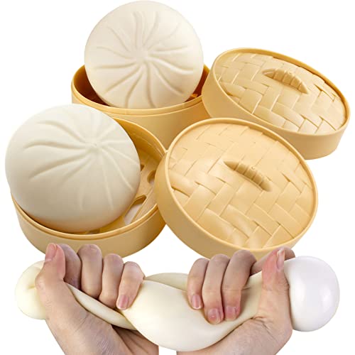 FFNIU 2Pack Dumpling Stress Ball Dumpling Fidget Toy Steamed Stuffed Bun Stress Relief Decompression Toy for Halloween Project Tricking People Kid Playing - Image 1
