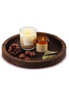 Wooden Decorative Tray Candle Holder Round Wood Tray Home Decor,Centerpieces Plates for Table centerpieces for CoffeeTable