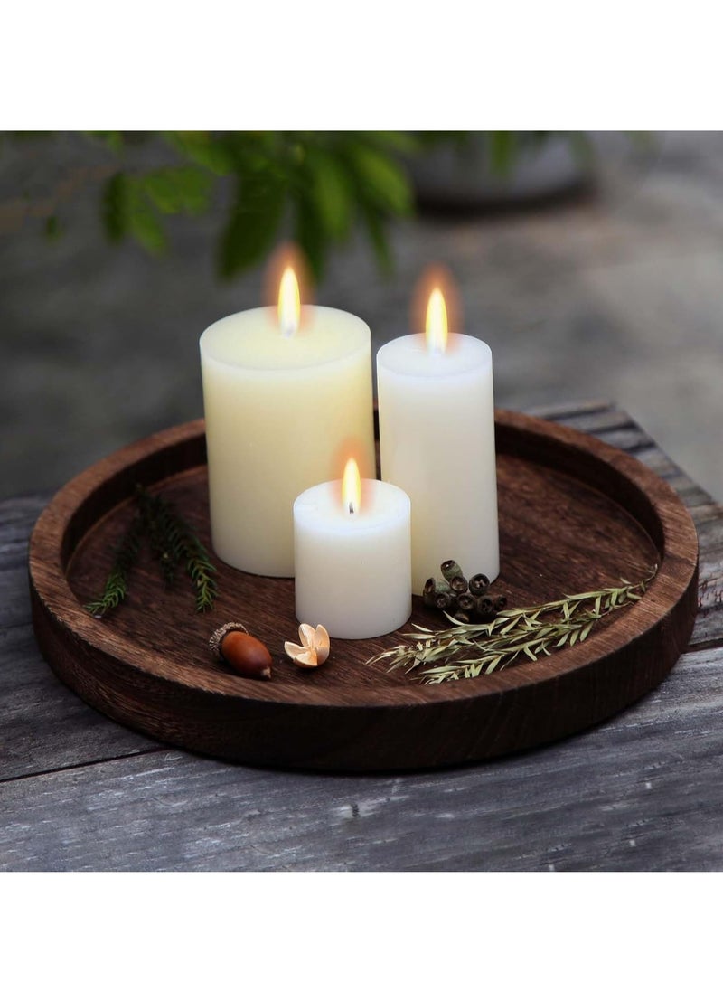 GUDOO - Wooden Decorative Tray Candle Holder Round Wood Tray Home Decor,Centerpieces Plates for Table centerpieces for CoffeeTable - Image 1