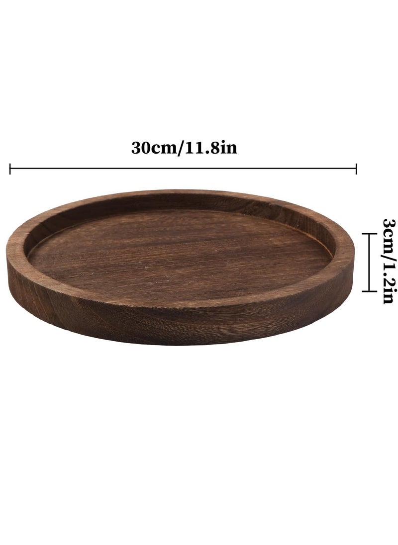 GUDOO - Wooden Decorative Tray Candle Holder Round Wood Tray Home Decor,Centerpieces Plates for Table centerpieces for CoffeeTable - Image 1