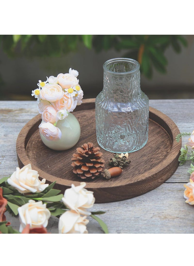 GUDOO - Wooden Decorative Tray Candle Holder Round Wood Tray Home Decor,Centerpieces Plates for Table centerpieces for CoffeeTable - Image 1