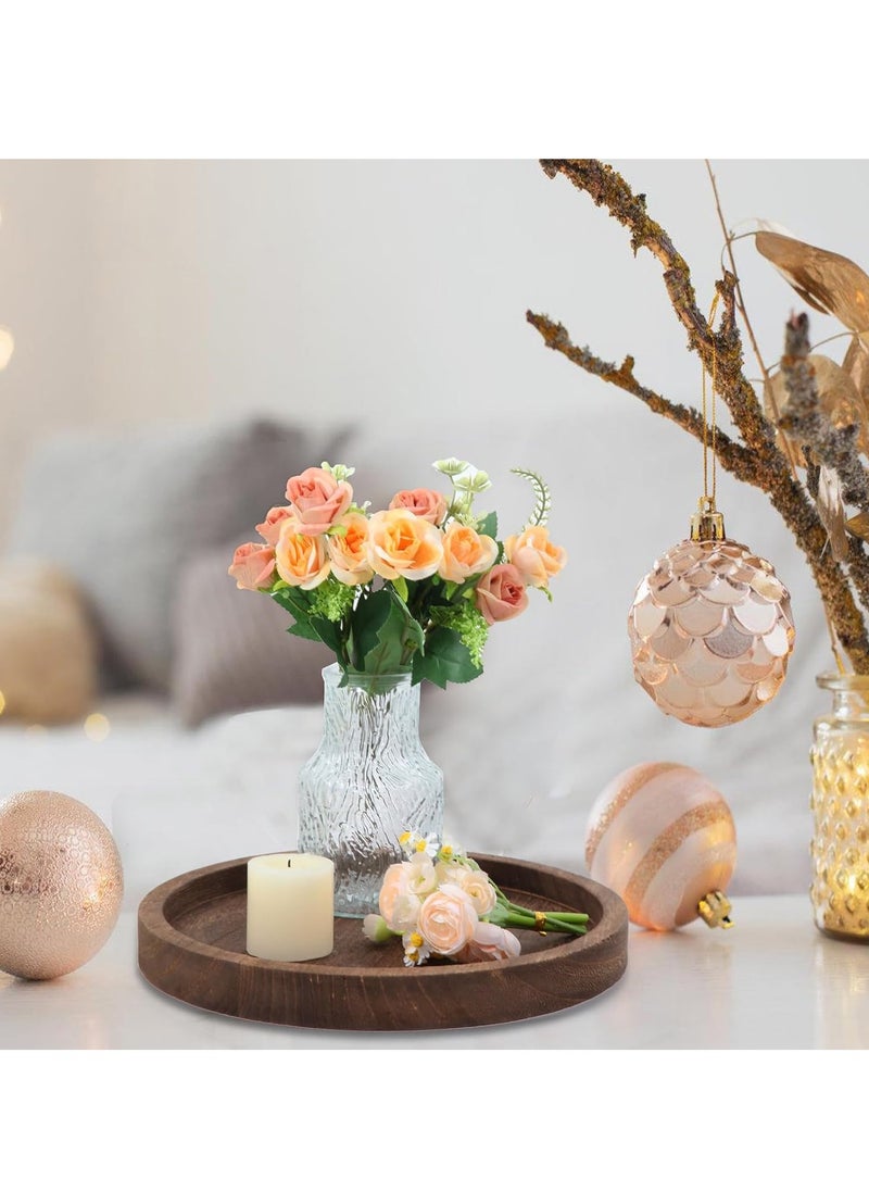 GUDOO - Wooden Decorative Tray Candle Holder Round Wood Tray Home Decor,Centerpieces Plates for Table centerpieces for CoffeeTable - Image 1