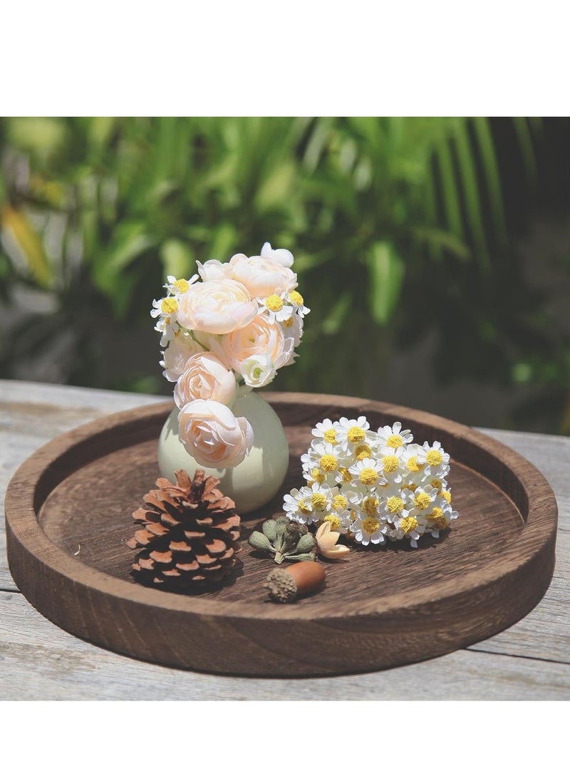 GUDOO - Wooden Decorative Tray Candle Holder Round Wood Tray Home Decor,Centerpieces Plates for Table centerpieces for CoffeeTable - Image 1