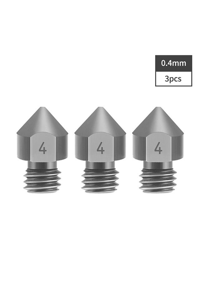 NIBEMINENT 3-Piece Titanium Alloy 3D Printer Nozzle Silver  - Image 4