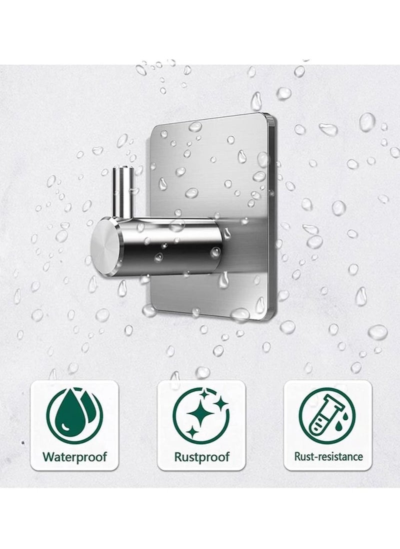 UrbanEssentia - Wall Hooks, Towel Holder and Robe Hanger for Bathroom, Heavy Duty Hook, Self-Adhesive SUS304 Stainless Steel, Bedroom Hooks for Hanging Hat/Clothes/Coat, Kitchen Organizer Hooks. (Pack of 4) - Image 1