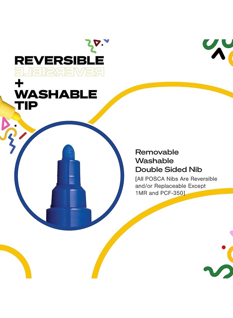 بوسكا مجموعة كاملة من 8 أقلام طلاء أكريليك (PC-3M) مع رؤوس قلم حادة قابلة للعكس بمقاسات 0.9-1.3 مم، مصممة للرسم على الصخور والأقمشة والزجاج والمعادن والغرافيتي - Image 3