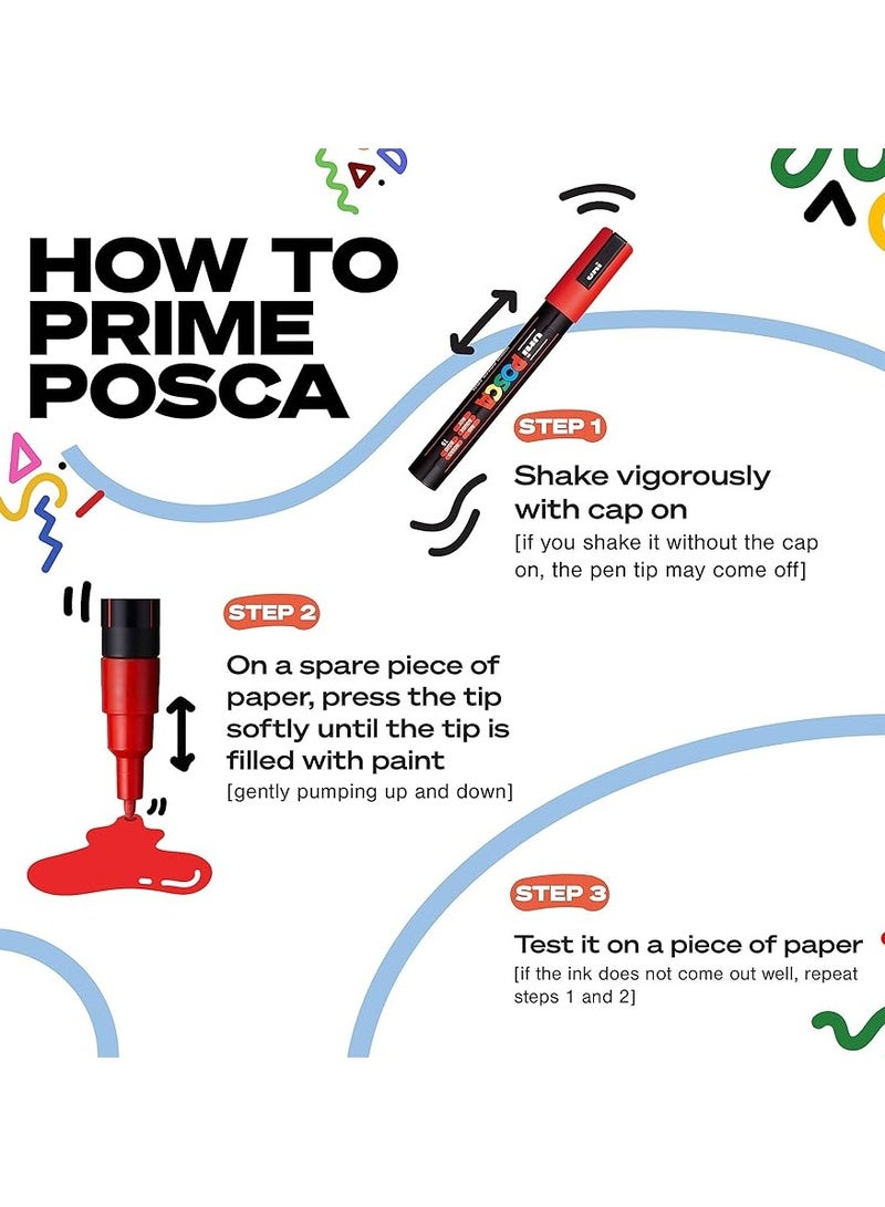 بوسكا مجموعة كاملة من 8 أقلام طلاء أكريليك (PC-3M) مع رؤوس قلم حادة قابلة للعكس بمقاسات 0.9-1.3 مم، مصممة للرسم على الصخور والأقمشة والزجاج والمعادن والغرافيتي - Image 4