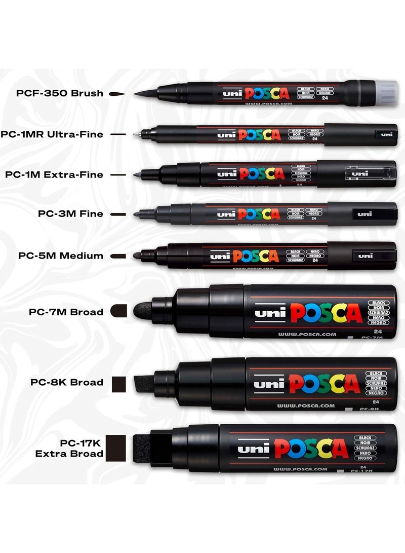 بوسكا مجموعة كاملة من 8 أقلام طلاء أكريليك (PC-3M) مع رؤوس قلم حادة قابلة للعكس بمقاسات 0.9-1.3 مم، مصممة للرسم على الصخور والأقمشة والزجاج والمعادن والغرافيتي - Image 5