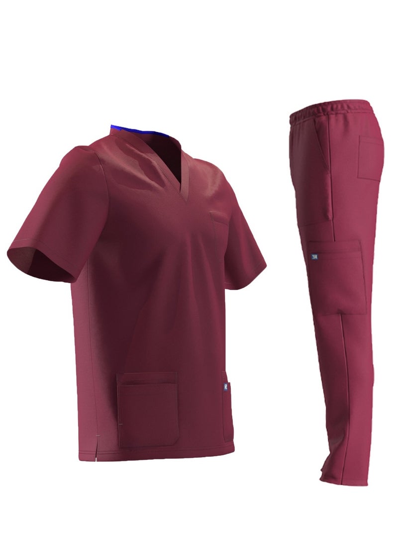 RZ The perfect choice for medical professionals. Medical scrub for men, burgundy color.  - Image 4