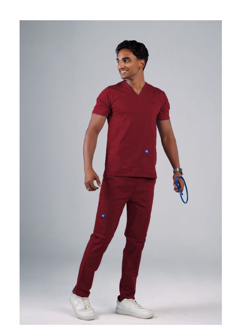 RZ The perfect choice for medical professionals. Medical scrub for men, burgundy color.  - Image 3