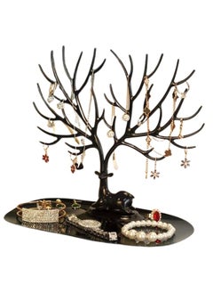 Generic Tree Shape Jewelry Holder for Necklace Storage Plastic Jewelry Display Stand for Earrings Bracelets Necklaces Jewelry Display Tray - Black  - Image 1