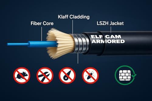 Elfcam® - 100m/328ft Armored Fiber Optic Cable for Outdoor and Indoor SCA to SCA Simplex Singlemode, Compatible with FTTH Cables, 100 Meters - Image 2