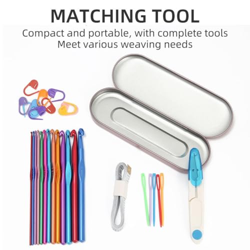 Tusmad 30-Piece Ergonomic Crochet Hook Set – Knitting Needle & Yarn Weaving Kit with Storage Case & Accessories – Crochet Hooks for Beginners, Adults & DIY Crafting Metal Storage Case Included - Image 2