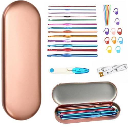 Tusmad 30-Piece Ergonomic Crochet Hook Set – Knitting Needle & Yarn Weaving Kit with Storage Case & Accessories – Crochet Hooks for Beginners, Adults & DIY Crafting Metal Storage Case Included - Image 1