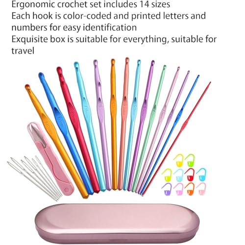 Tusmad 30-Piece Ergonomic Crochet Hook Set – Knitting Needle & Yarn Weaving Kit with Storage Case & Accessories – Crochet Hooks for Beginners, Adults & DIY Crafting Metal Storage Case Included - Image 4