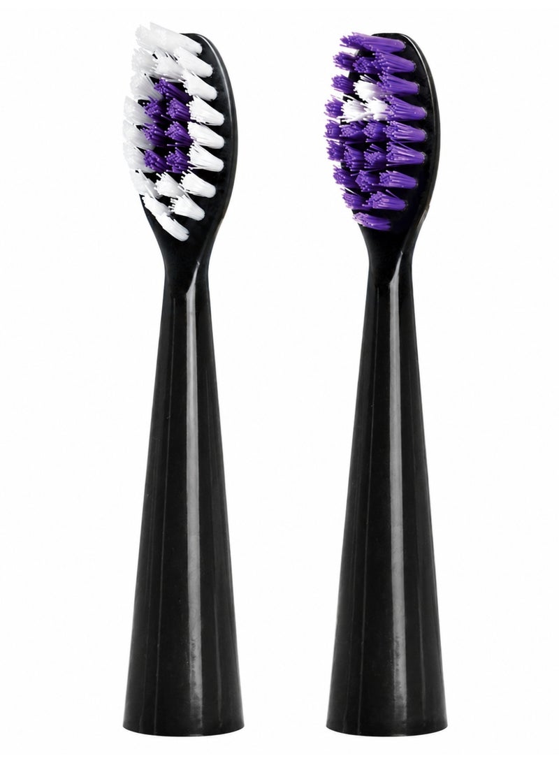 B.Well MED-870 Black Replacement Sonic Toothbrush Heads with Medium DuPont Bristles, 2 Pieces - Image 1