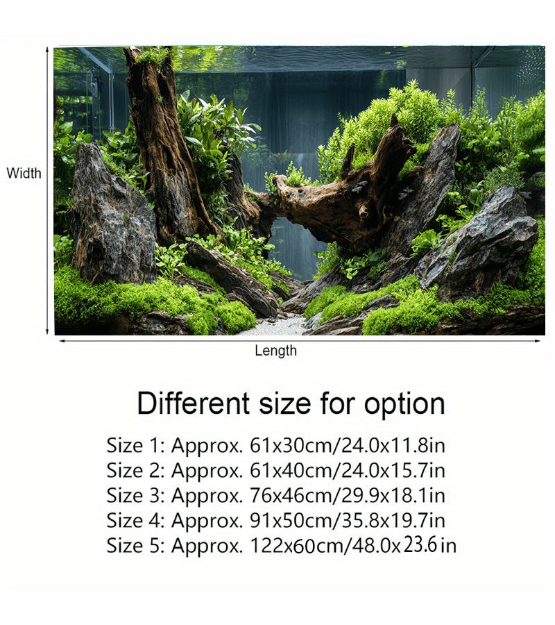 3D Aquarium Background Sticker 61x30cm Self Adhesive Fish Tank Wallpaper Ocean Plant Decoration - Image 3