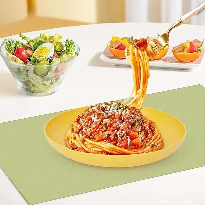 DLEST Wheat Straw Plates Lightweight Unbreakable Dinner Dishes Plates Set NonToxin Dishwasher Microwave Safe BPA Free and Healthy for Kids Children Toddler Adult 8 23 CM - Image 3