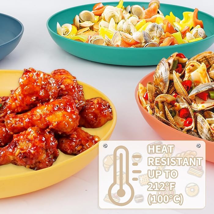 DLEST Wheat Straw Plates Lightweight Unbreakable Dinner Dishes Plates Set NonToxin Dishwasher Microwave Safe BPA Free and Healthy for Kids Children Toddler Adult 8 23 CM - Image 4