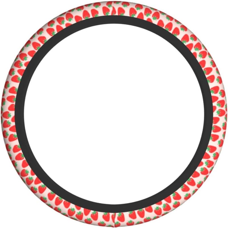 Car Steering Wheel Cover for Women Men, Non-Slip Breathable Steering Wheel, Cute Strawberries Steering Wheel Protector, Car Accessories - Image 2